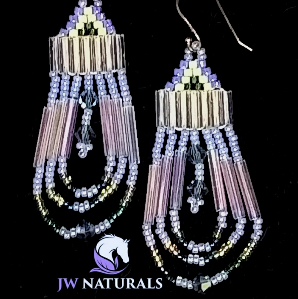 JRW Lilac Purple Swarovski Beaded Earrings - Picture 1 of 7